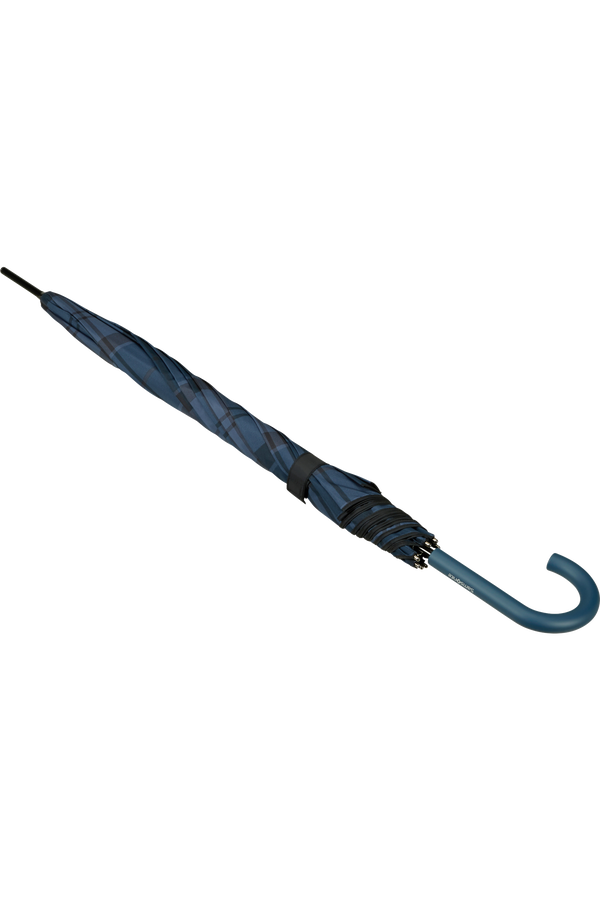 Samsonite Wood Classic S Stick Man Auto Open  Check Dark Blue