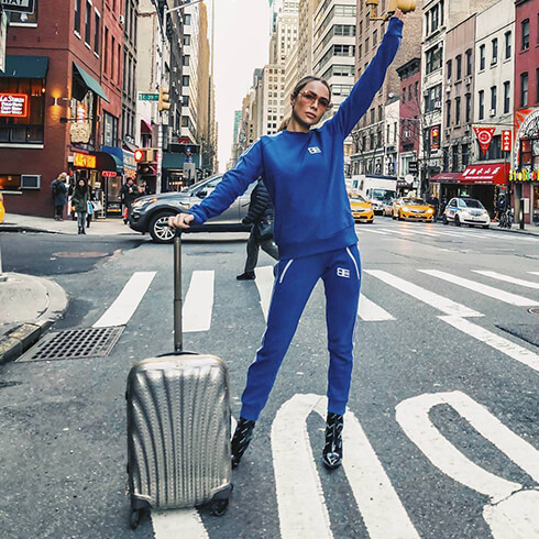 mysamsonite @johannaeolsson striking a pose in New York City with her Cosmolite 10 years Limited Edition case. #SamsonitexNewYork #NFW